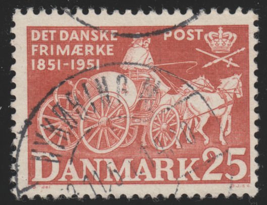 Denmark 331 Post Chaise (Ball Post) 1951