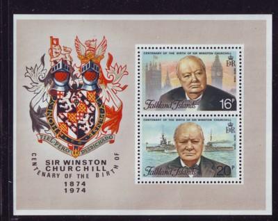 Falkland Islands Sc 236a 1974 Churchill stamp sheet mint NH