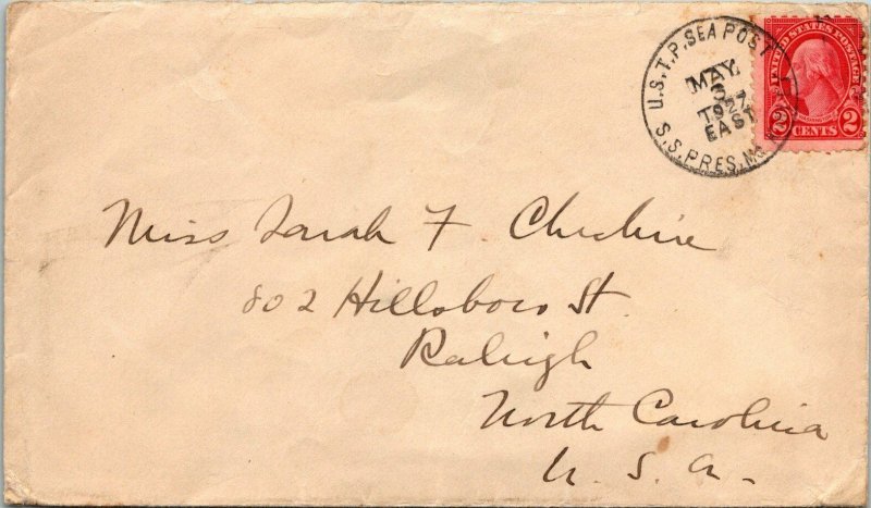 1927 USTP Sea Post Cover - SS President McKinley - L35255