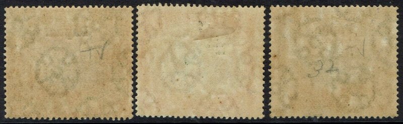 PAPUA 1906 LAKATOI OVERPRINTED LARGE PAPUA 1/2D 1D AND 2D VERTICAL WMK 