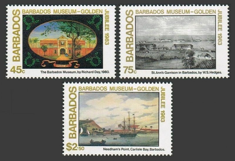 Barbados 620-622,MNH.Michel 594-596. Museum-50,1983.By Richard Day,W.S.Hedges.