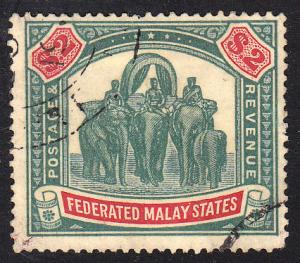 Malaya Fed. States Elephants/Howdah (34) (Scott #78) Used