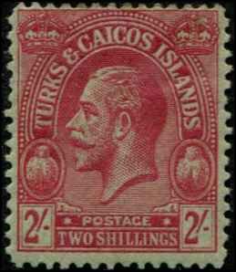 Turks & Caicos SC# 56 KGV 2 shilling wmk 3 MNH