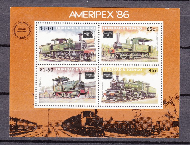 Z2971 1986 trinidad & tobago s/s mnh #450a trains