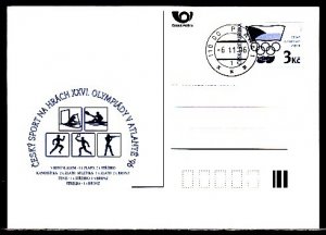 Czech Rep. 1996 issue. Atlanta Summer Olympics, Postal card. First day cancel^