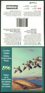 CANADA 1996 DUCK STAMP ARTIST SIGNED IN FOLDER AS ISSUED GOLDENEYES HARTY