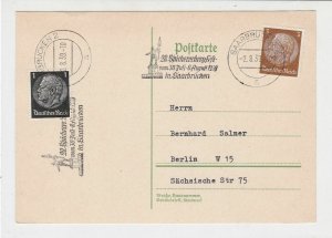 Germany 1939 Saarbrucken Cancel Monument Machine Slogans  Stamps Card ref R19320