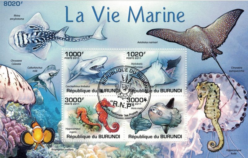 BURUNDI 2011 - Marine fauna / minisheet