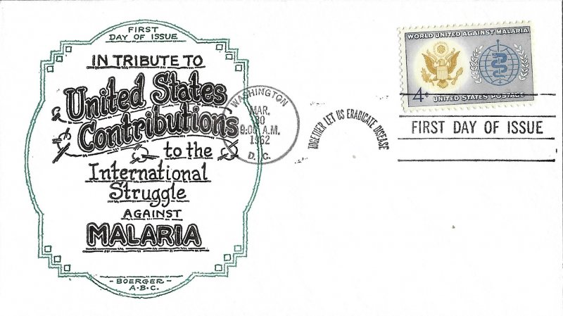 1962 FDC, #1194, Fight Against Malaria, A. Boerger Covers