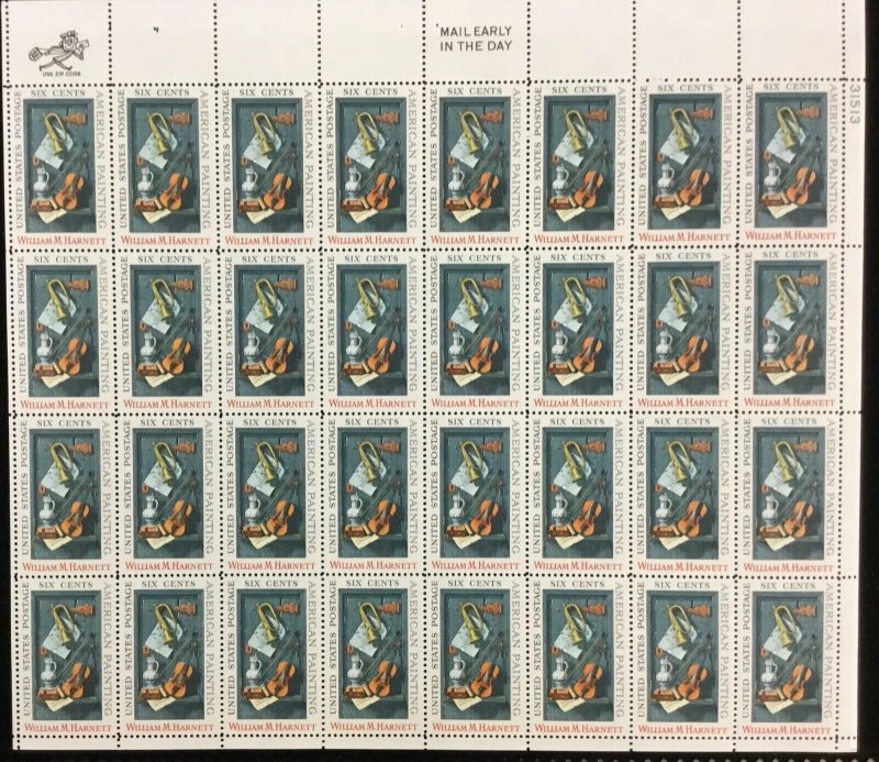 1386    William M Harnett  Artist    MNH 6 c  Sheet of 32   FV $1.92  1969