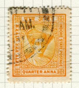 INDIA;   INDORE 1927 early Holkar II issue fine used 1/4a. value