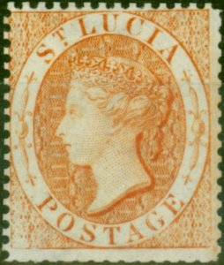 St Lucia 1876 (1s) Orange SG18 Fine & Fresh MM