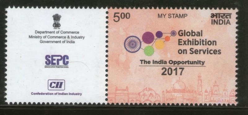 India 2017 Global Exhibition on Services My Stamp Taj Mahal Bahai Temple MNH ...