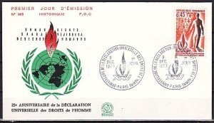 France, Scott cat. 1388. Human Rights Declaration issue. First day cover. ^