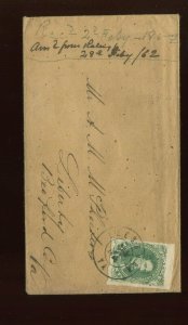 Confederate States 1 Used Stamp on Cover with Nice Cancel (CSA1-CVR A7)