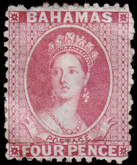 Bahamas Scott 13 (1863) Mint HH P-F, CV $375.00 C