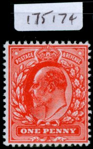 GB EDVII SG275a SPEC M6(7), 1d aniline rose (F), NH MINT. Cat £300.