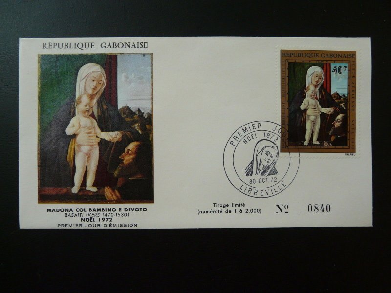 religious paintings Basaiti mother and child Christmas 1972 FDC Gabon 80887