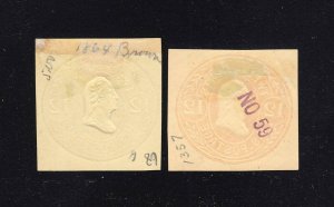 U68 & U69 12c Mint Cut Squares, Cat $400.00