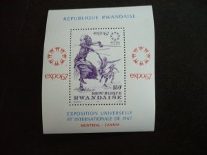 Stamps - Rwanda - Scott# 210 - Mint Never Hinged Souvenir Sheet