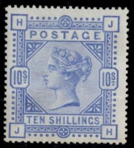 GREAT BRITAIN #109, 10sh blue, og, LH, very light crease seen only from back,