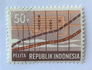 Indonesia 1969 Scott 775 CTO - 50r,  Five Year Development Plan,  Statistics