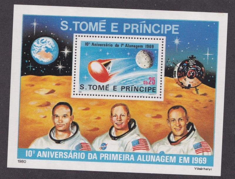 St. Thomas & Prince # 582, Moon Landing 10th Anniversary, NH 1/2 Cat.