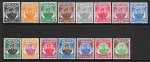 MALAYA JOHORE SG133/47 1949 DEFINITIVE SET (NO 1952-5 VALS) MTD MINT