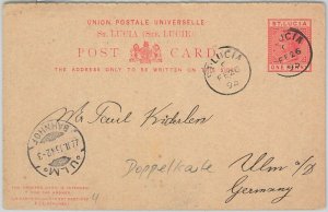 51973 -  ST LUCIA -  POSTAL HISTORY - POSTAL STATIONERY: Double card to GERMANY