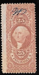 #R46C 25 cents Insurance Revenue Stamp used VF