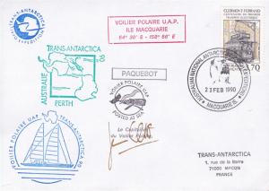 Voilier Polare UAP 1990 Ship Cover Signed By Captain. Antarctic Research Vessel