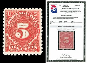 Scott J64a 1917 5c Postage Due Perf 11 Mint Graded VF-XF 85 NH with PSE CERT