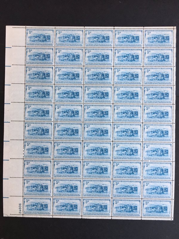 1952 sheet of postage stamps, B & O Railroad, Sc# 1006