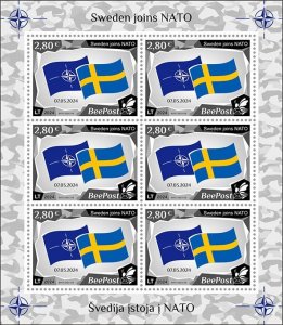 BEEPOST LITHUANIA - 2024 - Sweden Joins NATO -Perf 6v Sheet - MNH -Private Issue