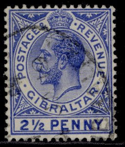 GIBRALTAR GV SG79, 2½d deep bright blue, FINE USED.