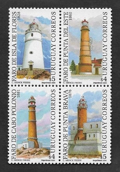 SD)2000 URUGUAY  FROM THE FAROS SERIES, B/4 TIMBRES MNH