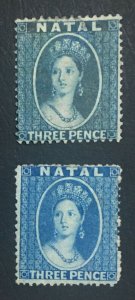 MOMEN: NATAL SG #10-11 1859-1861 NO WMK MINT OG H LOT #60782