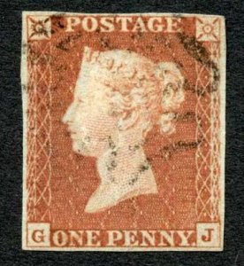 1841 Penny Red (GJ) Plate 19 Very Fine Four Margins Cat 60 pounds 