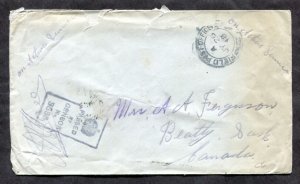 h185 - WW1 CEF 1918 Censored Cover to BEATTY Sask. Broken Circle Receiver