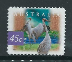 Australia SG 1689 perf 11½  used   self adhesive  Brolga Birds