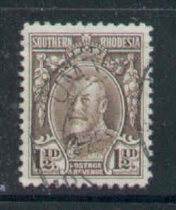 Southern Rhodesia-Sc#18b-used 1&1/2p dp brown KGV-perf 12-1933-