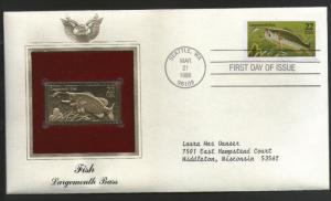 USA 1986 Fish Largemouth Bass Marine Life Animal Gold Replica Cover Sc 2207 #...