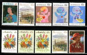 Australia ~ Lot of  10 Different Stamps ~ Ucto, Used, HMR, MX ~ cv 2.00