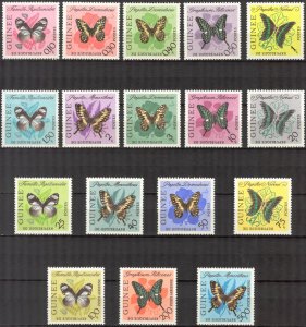 Guinea 1963 Butterflies set of 17 MNH**