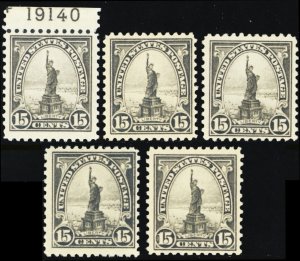 566, Mint FVF NH 15¢ FIVE PO FRESH Stamps CV $175. - Stuart Katz 