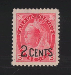 Canada Sc #88 (1899) 2c on 3c carmine Victoria Numeral Mint VF NH