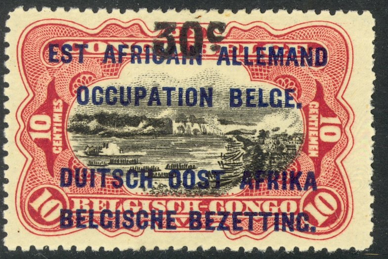 GERMAN EAST AFRICA BELGIAN OCCUPATION 1922 30c on 10c Sc N28 MH