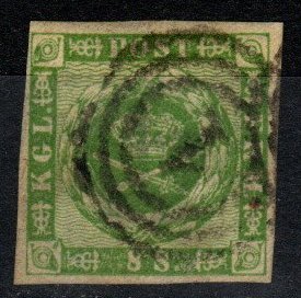 Denmark #8  F-VF Used  CV $82.50 (X127)