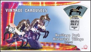 CA22-032, 2022, Vintage Carousels, First Day of Issue, Pictorial Postmark, Herit