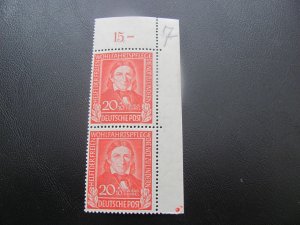 GERMANY 1949 MNH SC B312 CORNER MARGIN PAIR XF  (131)